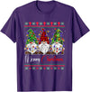 Xmas Lights Gnomes Holiday Graphics Merry Christmas Leopard Buffalo Red Plaid for Men Women T-Shirt - Purple