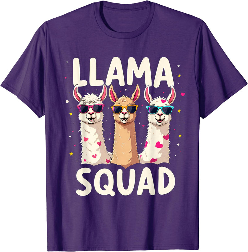 Funny Llama Alpaca Animal Lover Gifts Clothing Llama Squad T-Shirt - Purple