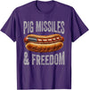 Pig Missiles Freedom 4th Of July Patriotic BBQ Tee Pig Missiles and Freedom Funny Patriotic Hotdog 4th July T-Shirt - Purple