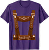 Bavarian Oktoberfest Halloween Costume Oktoberfest Costume Halloween Lederhosen T-Shirt - Purple