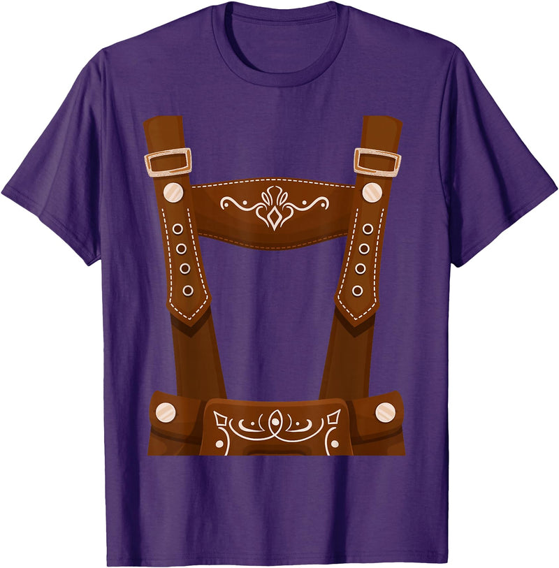 Bavarian Oktoberfest Halloween Costume Oktoberfest Costume Halloween Lederhosen T-Shirt - Purple