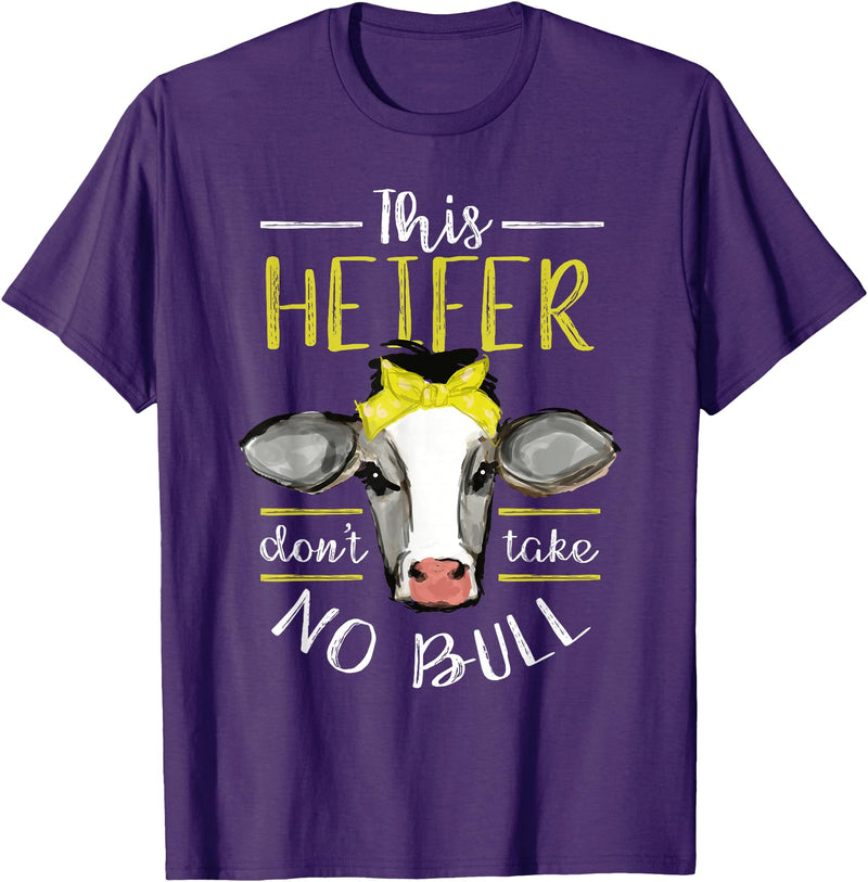 Cow Lover - Funny Animal Farm Gifts This heifer does not take bull design farm cow holding T-Shirt - Purple