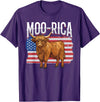 Funny Scottish Highland Cow 4th of July Scottish Highland Cow 4th of July Independence Day Moo-rica T-Shirt - Purple