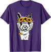 Funny Llama Alpaca Animal Lover Women's Floral Llama Alpaca Funny Graphics T-Shirt - Purple