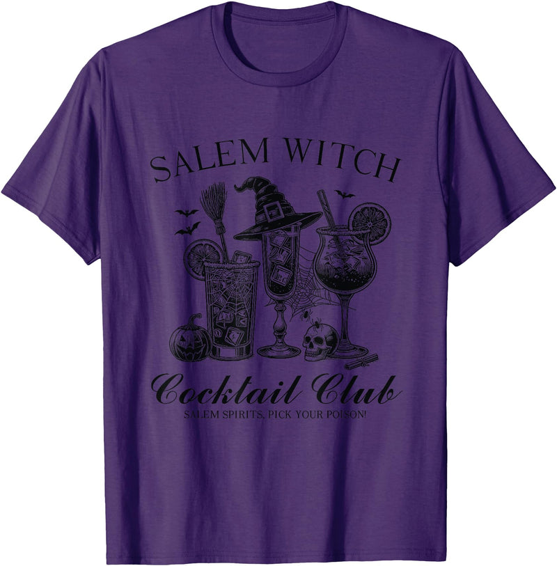 Witchy Halloween Costume & Halloween Party Gift Salem Witch Cocktail Club Halloween Witch Party Costume T-Shirt - Purple
