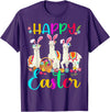 Happy Easter Three Llama Wearing Bunny Ear Happy Easter Llama Lover Three Llama Wearing Bunny Ear T-Shirt - Purple