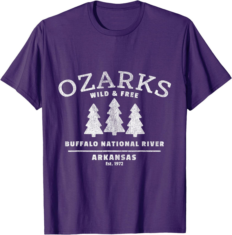 Arkansas Wilderness Designs and Gifts Buffalo National River - Arkansas - Ozark Mountains T-Shirt - Purple