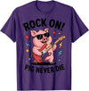 Musical Pig Tribe Collective for Rock Enthusiasts Rock On Pig Never Die Music Lovers Funny Concert Vibe T-Shirt - Purple