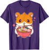 Cute Hamster Eating Ramen Hamster Lovers T-Shirt - Purple