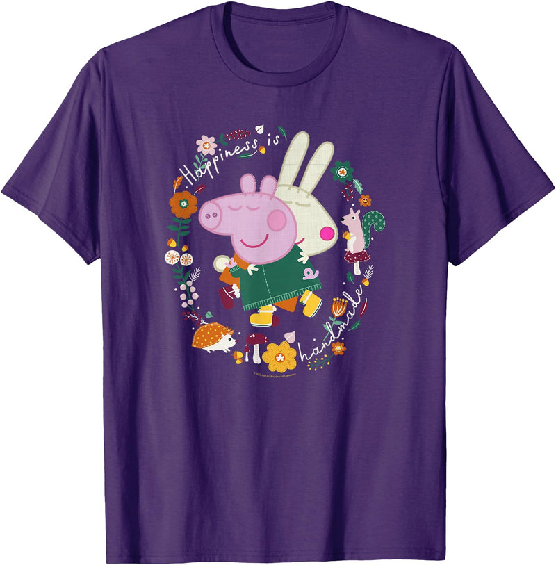 Peppa Pig Happiness Is Handmade Peppa & Rebecca Hugging T-Shirt - Purple