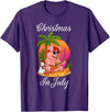 Cute Funny Pig Christmas Xmas Summer Vacation Gift Christmas In July Cute Pig Funny Summer Vacation Beach Vibes T-Shirt - Purple