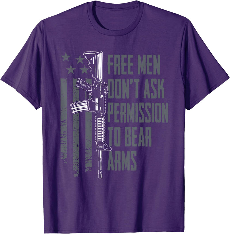 2A Gun Rights USA Freedom Apparel Free Men Don't Ask Permission To Bear Arms - Gun Rights USA T-Shirt - Purple