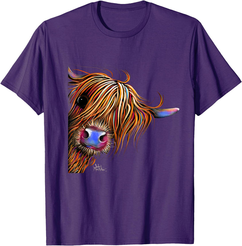 SHiRLeY MacARTHuR HiGHLaND CoW PRiNT ANiMaL PRiNT ' SuGaR LuMP ' T-Shirt - Purple
