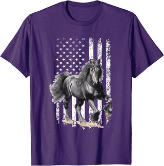 Friesian Design USA Flag Horse Relax it´s a Friesian T-Shirt - Purple
