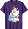 Funny Sleepy Llama Animal Lovers Pajama Llama Sleeping in Cute Pajamas Sleep T-Shirt - Purple