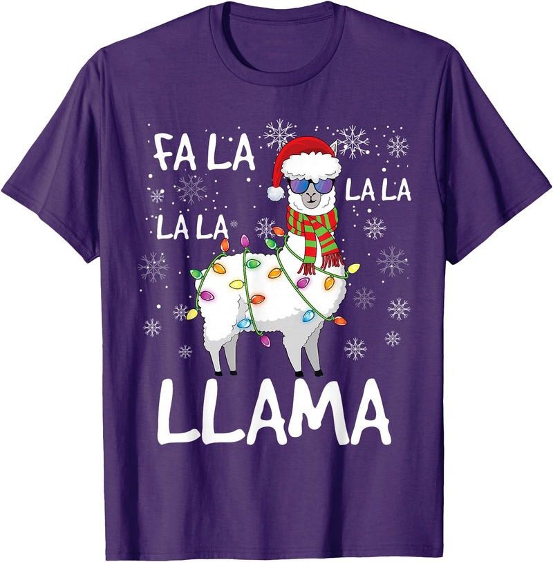 Funny Christmas Llama Shirts Fa La La Llama Shirt Men Women Funny Llama Christmas T-Shirt - Purple