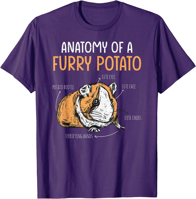 Guinea Pig Pet Owner Anatomy of A Furry Potato Funny Guinea Pig Lover T-Shirt - Purple