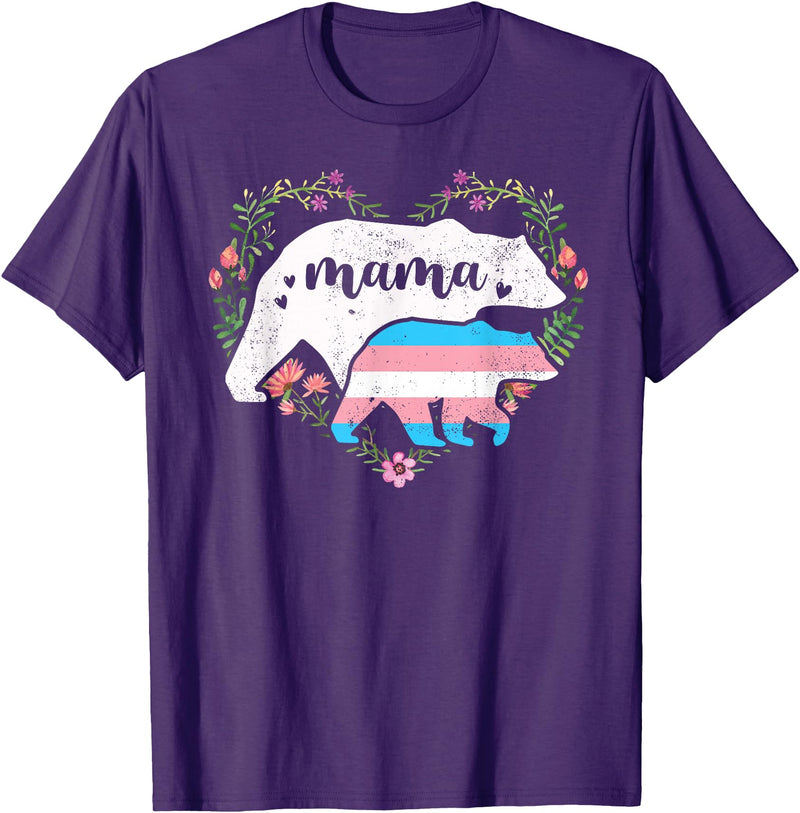 LGBT Trans Pride Shirts Mom Mama Bear for Moms LGBTQ Mama Bear Transgender Flag Gay Equal Rights Trans T-Shirt - Purple