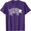 BBQ T-Shirts: Pig Cuts Barbecue and Grilling T-Shirt T-Shirt - Purple