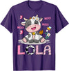 Birthday Girl Party Cow Lover Lola Cute Cow Moo Moo Farmer Birthday Girl Matching T-Shirt - Purple