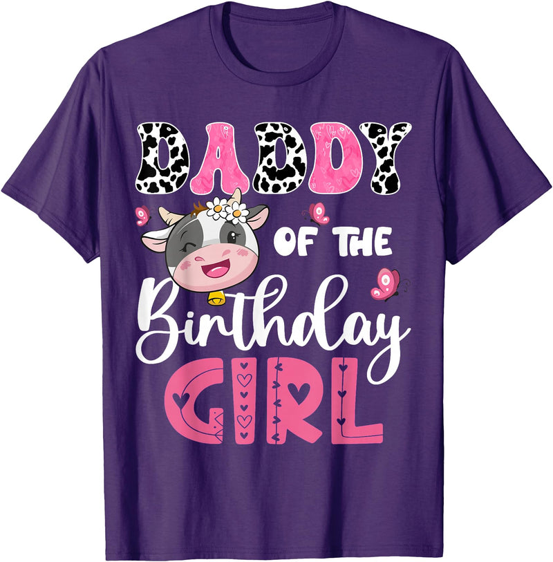 Cow First Birthday Family Matching Daddy Of The Birthday Girl Farm Cow 1St Birthday Party T-Shirt - Purple