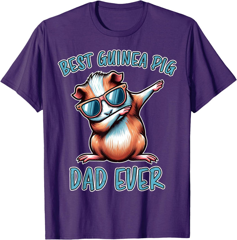 Funny Guinea Pig Daddy Cute Guinea Pig Designs Guinea Pig Dad Funny Guinea Pig T-Shirt - Purple