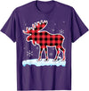 Moose Buffalo Lover Gift Co. Moose Red Buffalo Plaid Matching Pajama Family T-Shirt - Purple