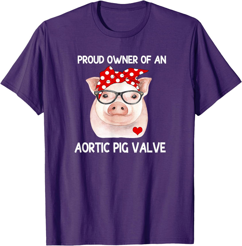 Awareness Shirts By HustlaGirl Proud Owner Of An Aortic Pig Valve Heart Disease Awareness T-Shirt - Purple