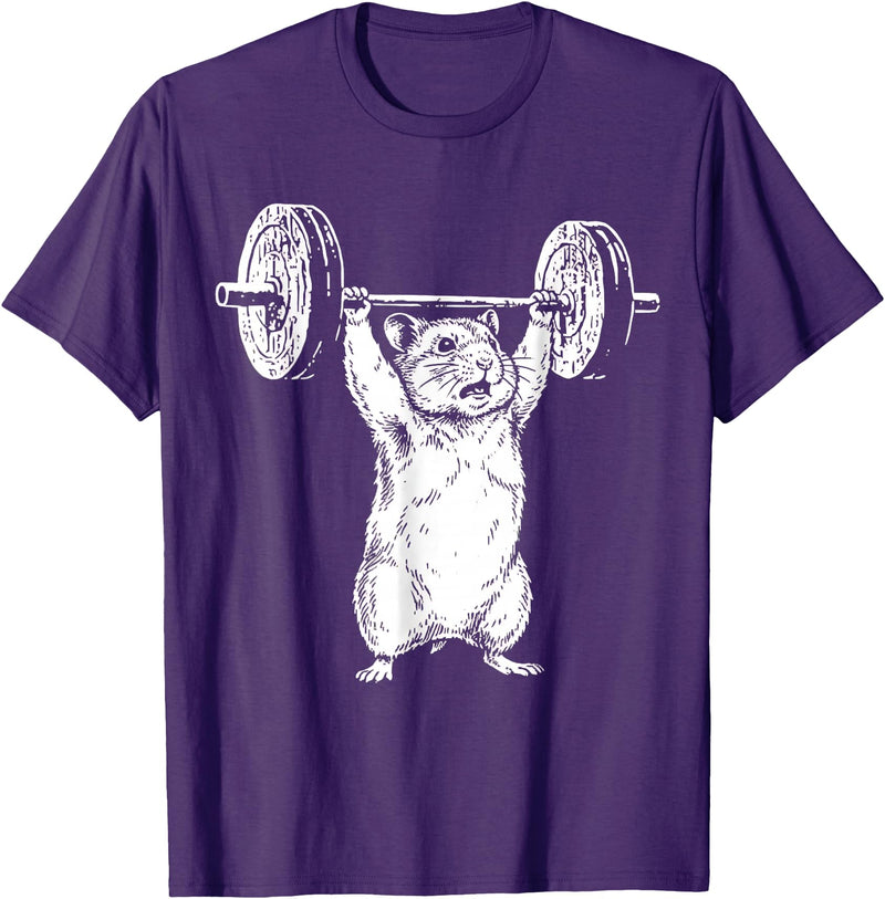 Vintage Rat Retro Weight Lifting Gym Hamster Deadlift Funny T-Shirt - Purple