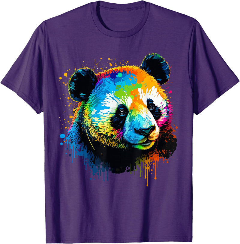 Cute Panda Lovers Kawaii Asian Bears Gifts DAIMMER Watercolor Panda T-Shirt - Purple