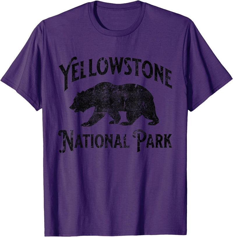 Yellowstone National Park Wyoming USA Outdoor Yellowstone National Park Bear Nature Hike Outdoors Vintage T-Shirt - Purple