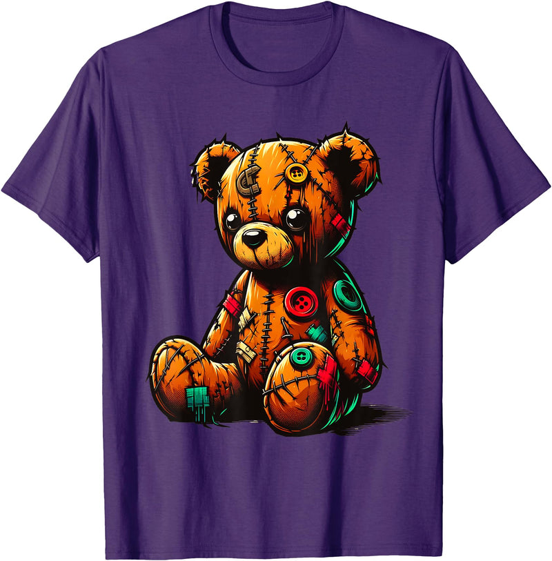 Colorful Teddy Art Cool Teddy Tattered Teddy Bear tshirt Cute Teddy Bear T-Shirt - Purple