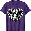 Humorous Gifts for Cow Farmer Cow Print Heart Cow Farmer Girl T-Shirt - Purple
