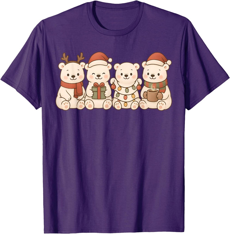 Christmas Holiday Co. Polar Bears Kids Boys Girls Christmas Polar Bears T-Shirt - Purple