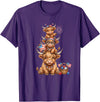 Funny 4th Of July Highland Cow Apparel Cute Highland Cow 4th of July Patriotic American Flag T-Shirt - Purple