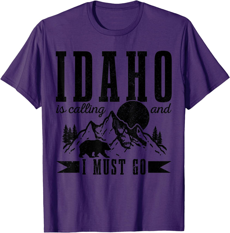 Idaho Is Calling And I Must Go! Idaho Is Calling & I Must Go Bear Mountains Vintage Gift T-Shirt - Purple