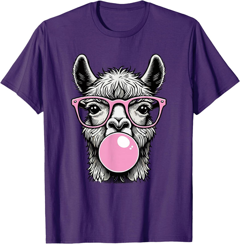 Llama Lovers Funny Animal Tee for Men Women & Kids Cute Llama Shirt for Women Funny Llama Lovers T-Shirt - Purple