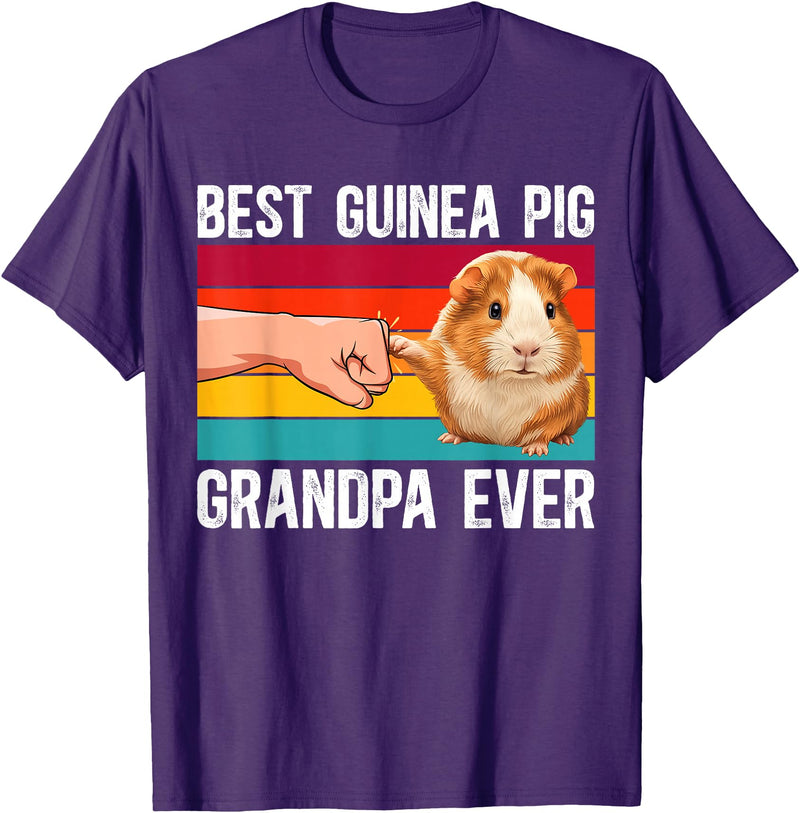 Best Guinea Pig Grandpa Guinea Pig Grandfather Best Guinea Pig Grandpa Guinea Pig Owner Guinea Pig Lover T-Shirt - Purple