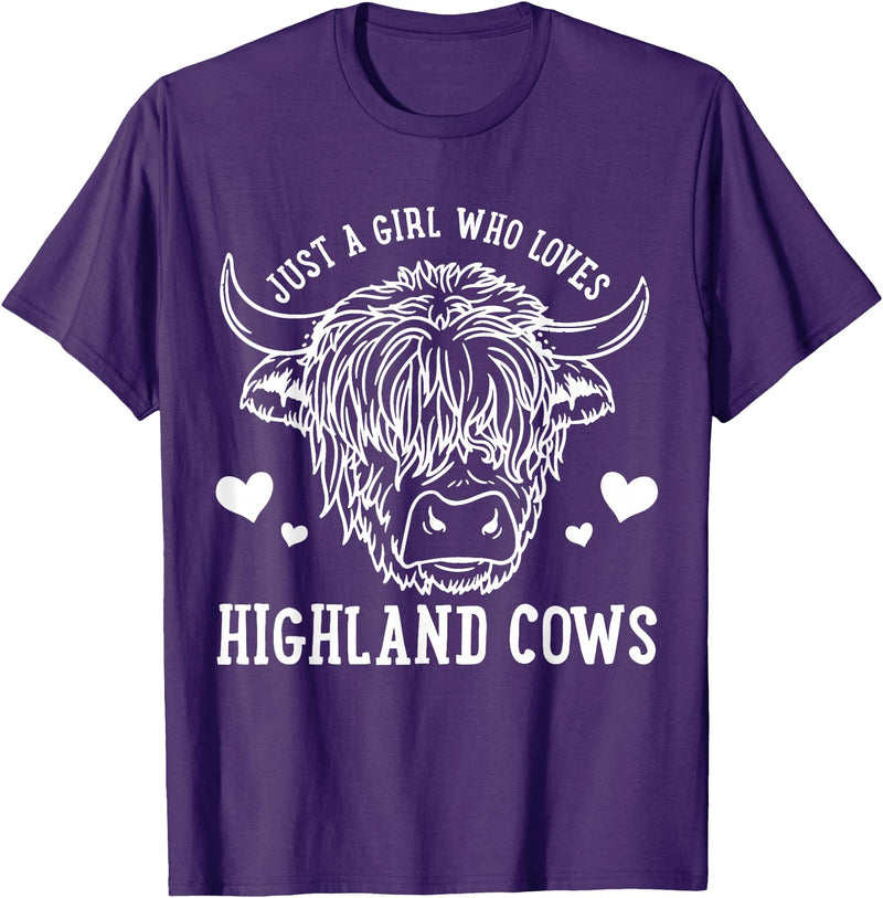 Highland Cow Just a Girl Who Loves Highland Cows T-Shirt - Purple