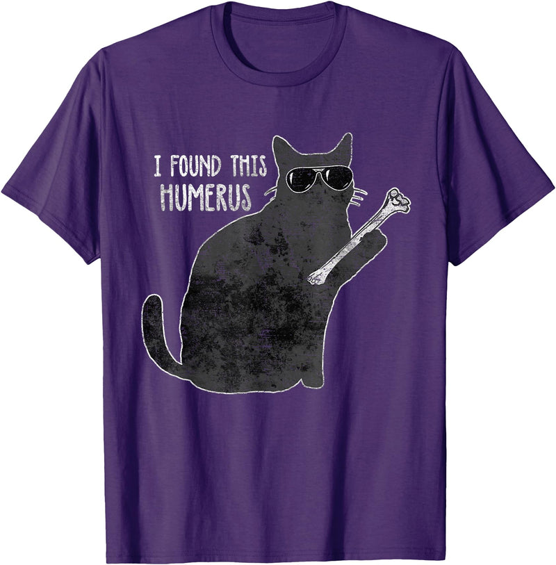 Funny Skeleton Halloween shirts for Men Women Kids I Found This Humerus Funny Black Cat Halloween Anatomy Pun T-Shirt -