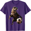 Animal Soccer Design Sea Lion Soccer T-Shirt - Purple