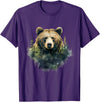 Bear Forest Animal Art Portrait Forest Artwork Wildlife T-Shirt - Purple