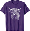 Scottish Highland Cattle Cow Merch Scottish Highland Cattle Cow Drawing T-Shirt - Purple