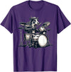 Cute Cow Playing Drums Cow Lover Apparel Cute Cow Playing Drums Cows Drummer Music T-Shirt - Purple