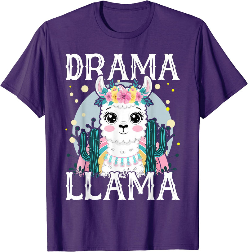 Llama Lover Gift Co. Drama Llama for Kids T-Shirt - Purple