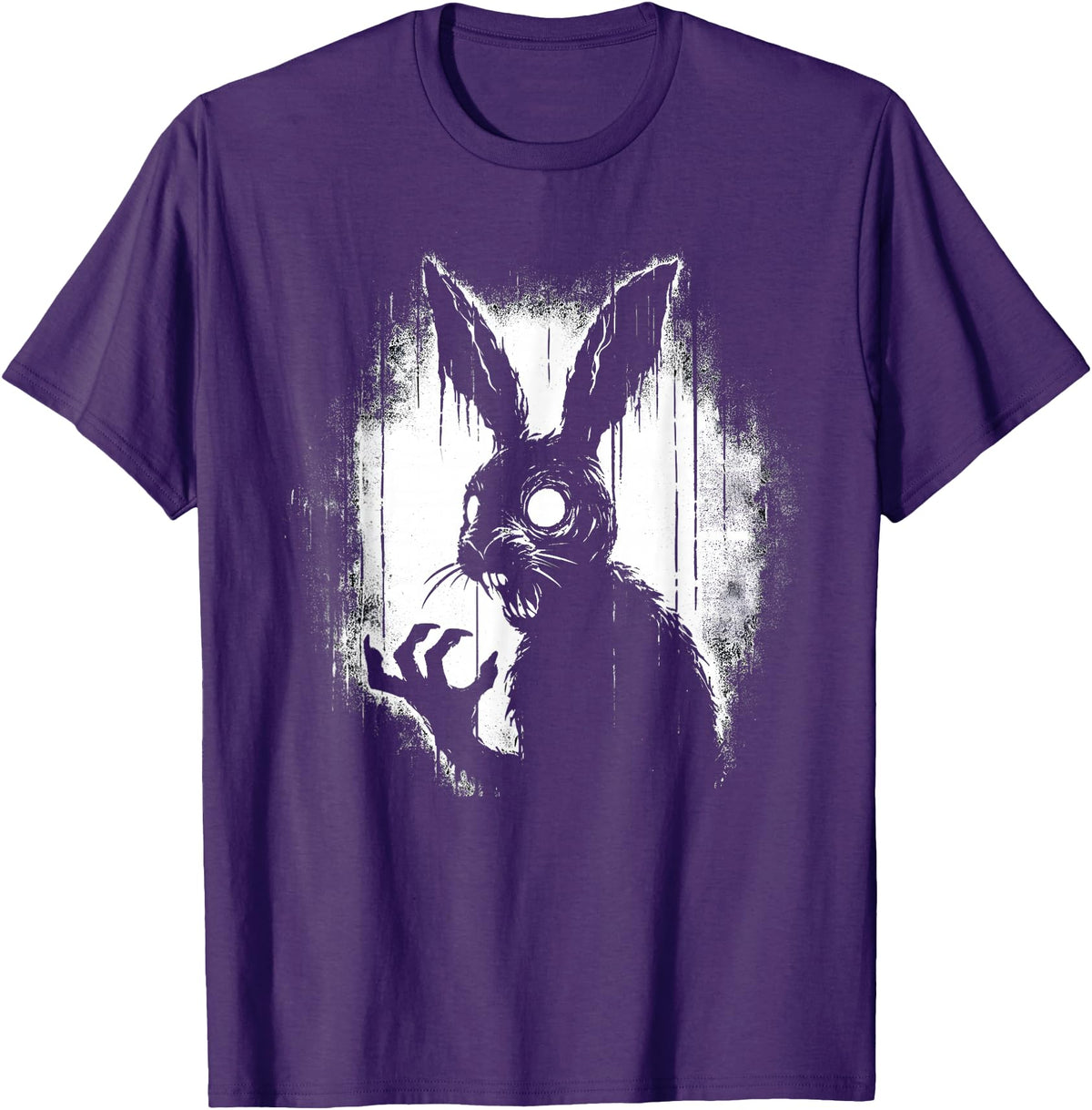 Scary Goth Rabbit, Horror Rabbit, Weirdcore Rabbit T-Shirt in Purple