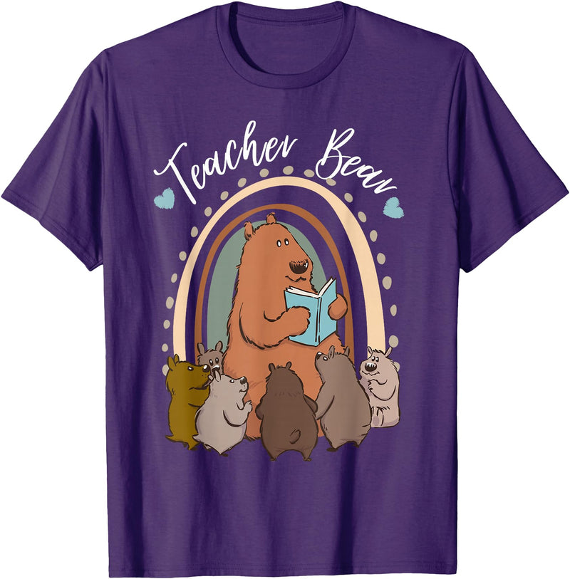 Thank You Teacher Appreciation Gifts Teacher Bear Reading Appreciation Teacher Graphic T-Shirt - Purple