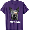 Australian Cattle Dog Patriotic Tee Gifts Merica Australian Cattle Dog with USA Flag Sunglasses Gift T-Shirt - Purple