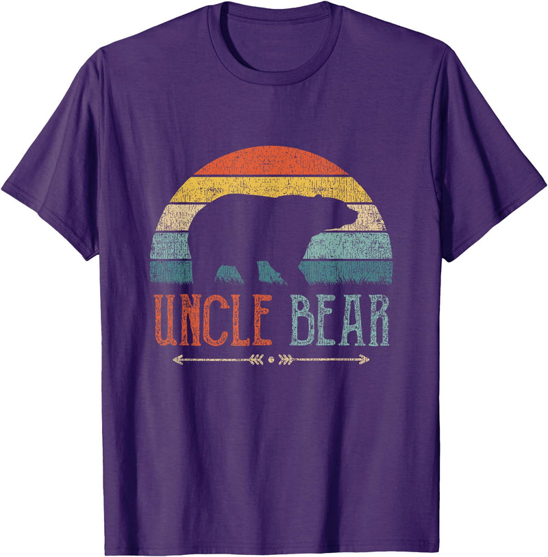Cute Bear Family Matching Shirts & Gifts Uncle Bear Funny Gift Retro Vintage Uncle Bear T-Shirt - Purple