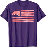 Symbolizes Roasts Hog Meat Sweet Bacon Clothing Sweet Salted Smoke Meaty Pig Flag Artwork Bacon T-Shirt - Purple